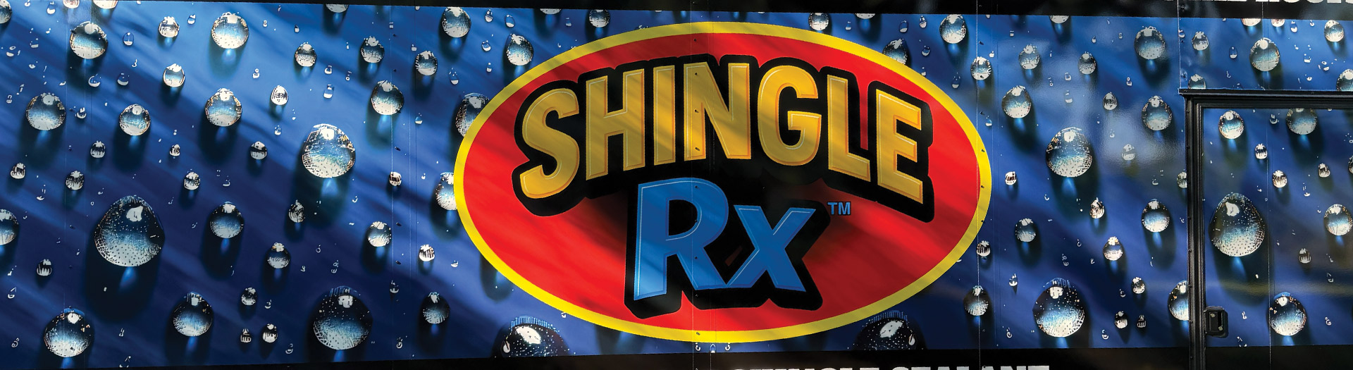 Shingle RX branded trailer wrap detail logo shot representing frequently asked questions about Florida roof rejuvenation service